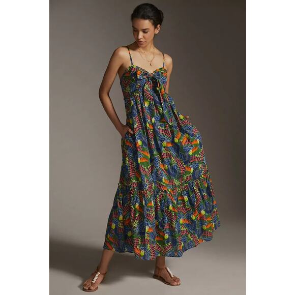 FARM Rio Dresses & Skirts - Farm Rio For Anthropologie Multicolor Bird Printed Maxi Dress XXS